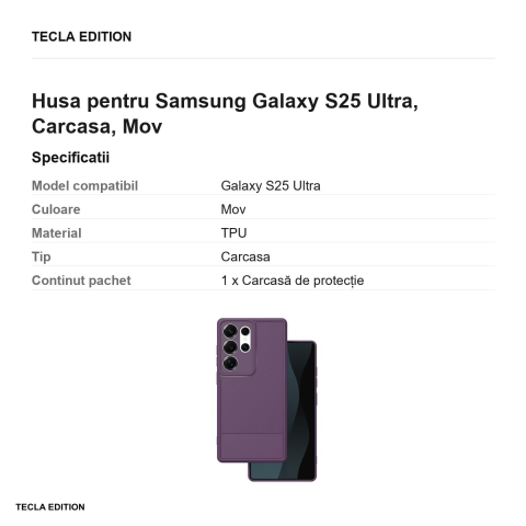 Husa Simple Carbon pentru Samsung Galaxy S25 Ultra, Carcasa, Mov [2]