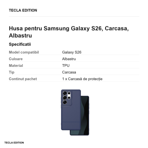 Husa Simple Carbon pentru Samsung Galaxy S26, Carcasa, Albastru [2]