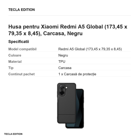 Husa Simple Carbon pentru Xiaomi Redmi A5 Global, Carcasa, Negru [2]