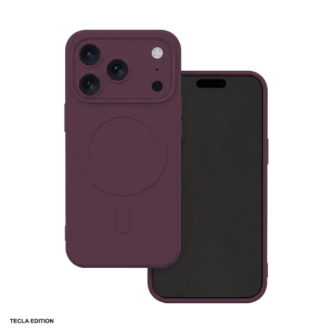 Huse telefoane - Husa Simple Color Mag cherry pentru iPhone 17 Pro Max, Carcasa magnetica, TPU (poliuretan termoplastic), Visiniu