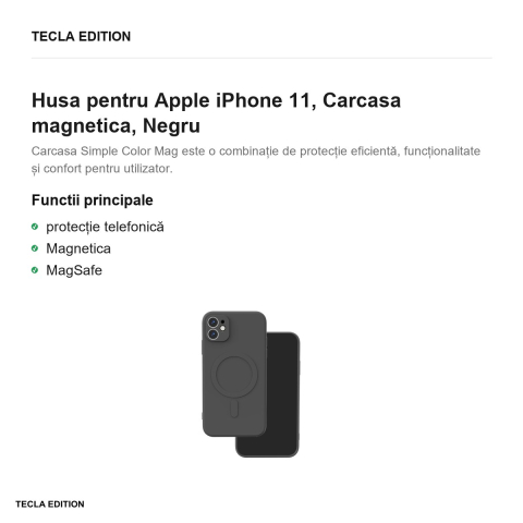 Husa Simple Color Mag pentru Apple iPhone 11, Carcasa magnetica, Negru [1]