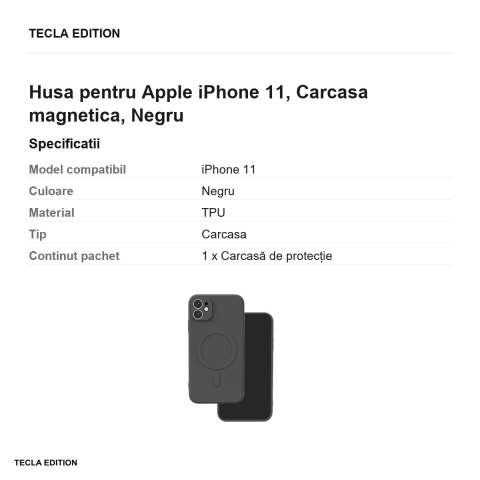 Husa Simple Color Mag pentru Apple iPhone 11, Carcasa magnetica, Negru [2]