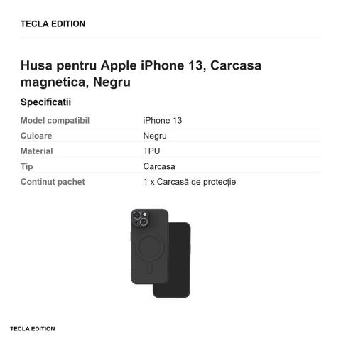 Husa Simple Color Mag pentru Apple iPhone 13, Carcasa magnetica, Negru [2]