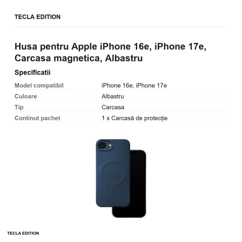 Husa Simple Color Mag pentru Apple iPhone 16e, iPhone 17e, Carcasa magnetica, Albastru [2]