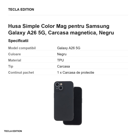 Husa Simple Color Mag pentru Samsung Galaxy A26 5G, Carcasa magnetica, Negru [2]