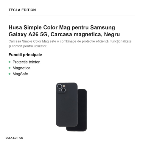 Husa Simple Color Mag pentru Samsung Galaxy A26 5G, Carcasa magnetica, Negru [1]