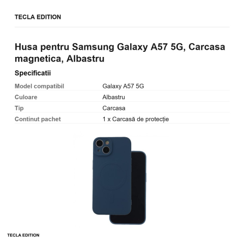 Husa Simple Color Mag pentru Samsung Galaxy A57 5G, Carcasa magnetica, Albastru [2]