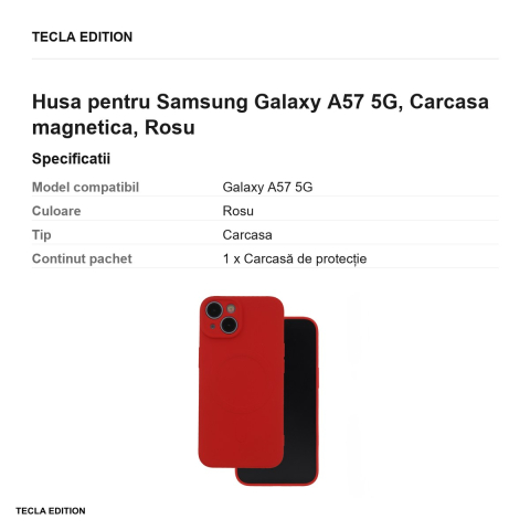 Husa Simple Color Mag pentru Samsung Galaxy A57 5G, Carcasa magnetica, Rosu [2]