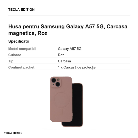 Husa Simple Color Mag pentru Samsung Galaxy A57 5G, Carcasa magnetica, Roz [2]