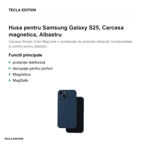 Husa Simple Color Mag pentru Samsung Galaxy S25, Carcasa magnetica, Albastru [1]