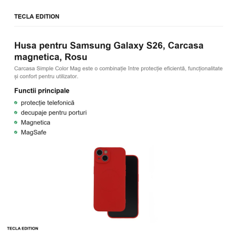 Husa Simple Color Mag pentru Samsung Galaxy S26, Carcasa magnetica, Rosu [1]