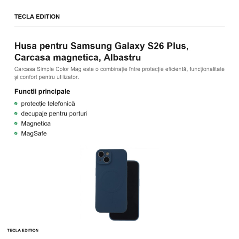 Husa Simple Color Mag pentru Samsung Galaxy S26 Plus, Carcasa magnetica, Albastru [1]
