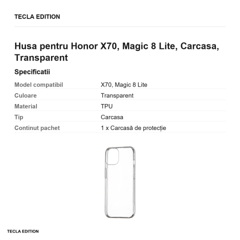 Husa Slim 1 mm pentru Honor X70, Magic 8 Lite, Carcasa, Transparent [2]