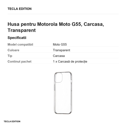 Husa Slim 1 mm pentru Motorola Moto G55, Carcasa, Transparent [2]