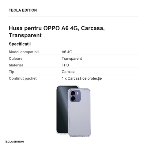 Husa Slim 1 mm pentru OPPO A6 4G, Carcasa, Transparent [2]