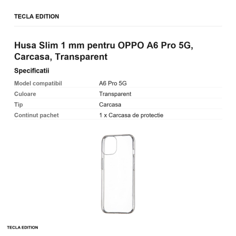 Husa Slim 1 mm pentru OPPO A6 Pro 5G, Carcasa, Transparent [2]
