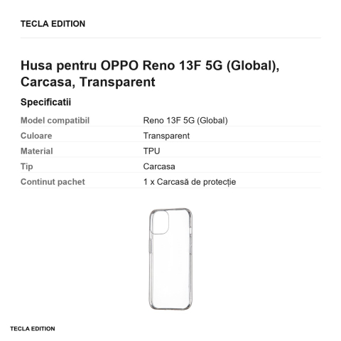 Husa Slim 1 mm pentru OPPO Reno 13F 5G (Global), Carcasa, Transparent [2]