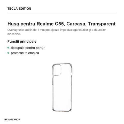 Husa Slim 1 mm pentru Realme C55, Carcasa, Transparent [1]