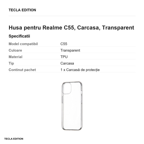 Husa Slim 1 mm pentru Realme C55, Carcasa, Transparent [2]