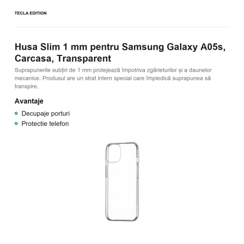 Husa Slim 1 mm pentru Samsung Galaxy A05s, Carcasa, Transparent [1]
