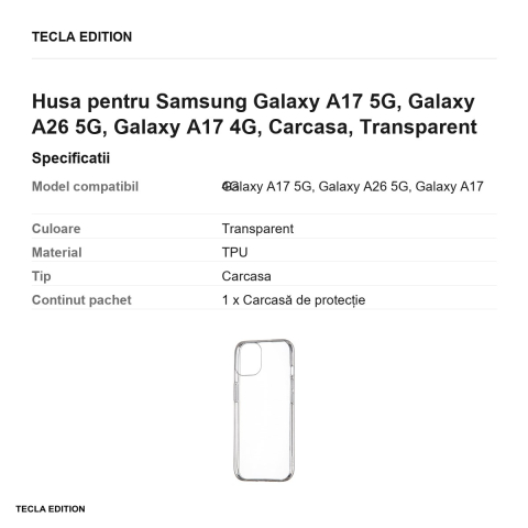 Husa Slim 1 mm pentru Samsung Galaxy A17 5G, Galaxy A26 5G, Galaxy A17 4G, Carcasa, Transparent [2]