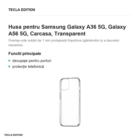 Husa Slim 1 mm pentru Samsung Galaxy A36 5G, Galaxy A56 5G, Carcasa, Transparent [1]