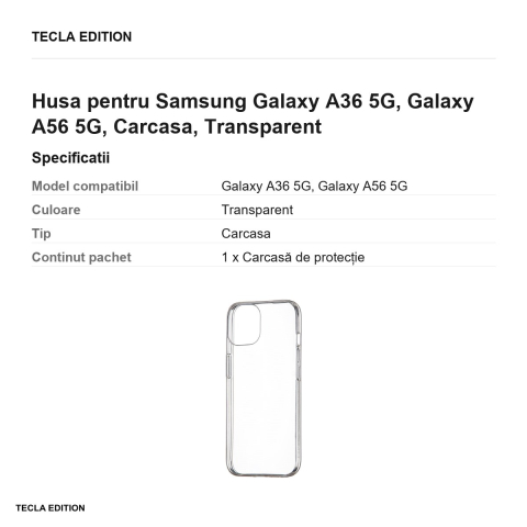 Husa Slim 1 mm pentru Samsung Galaxy A36 5G, Galaxy A56 5G, Carcasa, Transparent [2]