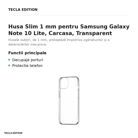 Husa Slim 1 mm pentru Samsung Galaxy Note 10 Lite, Carcasa, Transparent [1]