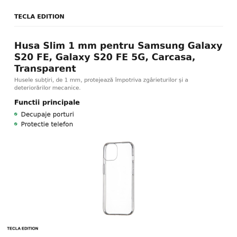 Husa Slim 1 mm pentru Samsung Galaxy S20 FE, Galaxy S20 FE 5G, Carcasa, Transparent [1]