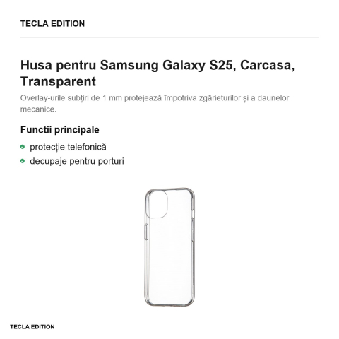 Husa Slim 1 mm pentru Samsung Galaxy S25, Carcasa, Transparent [1]