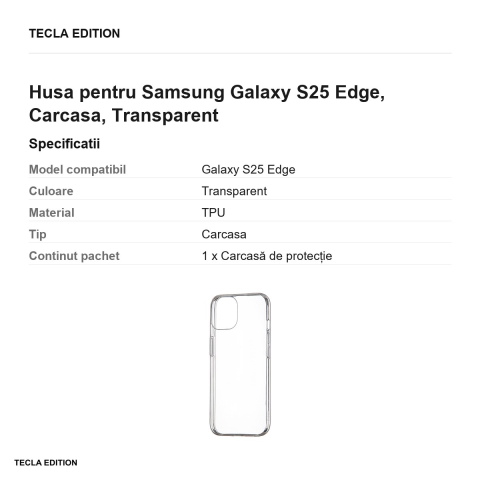 Husa Slim 1 mm pentru Samsung Galaxy S25 Edge, Carcasa, Transparent [2]