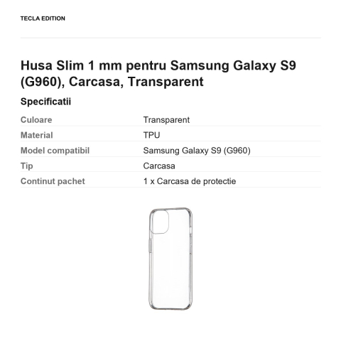 Husa Slim 1 mm pentru Samsung Galaxy S9 (G960), Carcasa, Transparent [2]