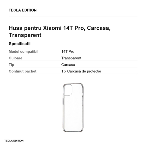 Husa Slim 1 mm pentru Xiaomi 14T Pro, Carcasa, Transparent [2]
