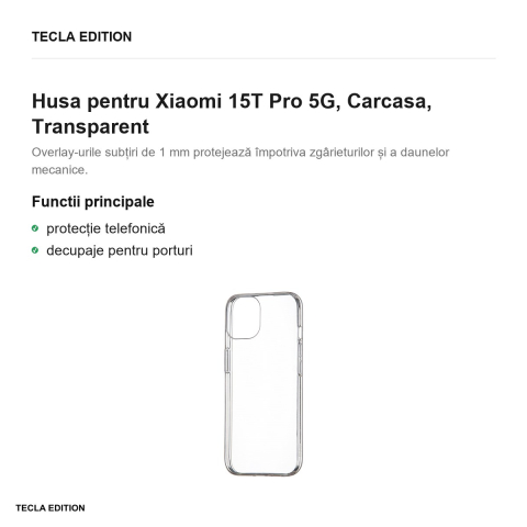 Husa Slim 1 mm pentru Xiaomi 15T Pro 5G, Carcasa, Transparent [1]