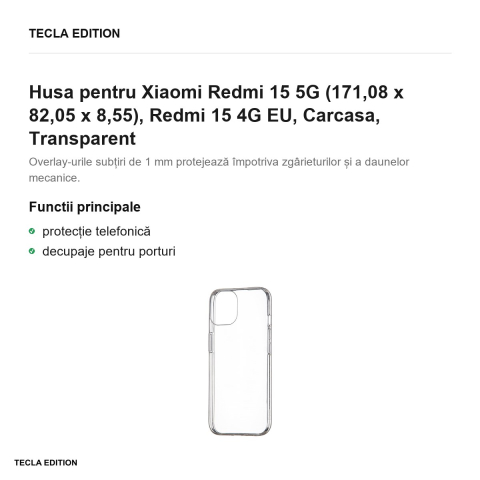 Husa Slim 1 mm pentru Xiaomi Redmi 15 5G, Redmi 15 4G EU, Carcasa, Transparent [1]