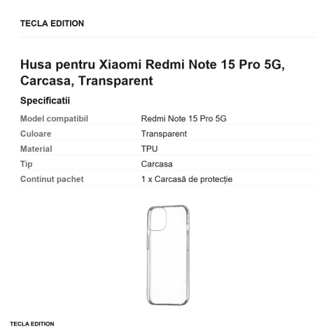 Husa Slim 1 mm pentru Xiaomi Redmi Note 15 Pro 5G, Carcasa, Transparent [2]