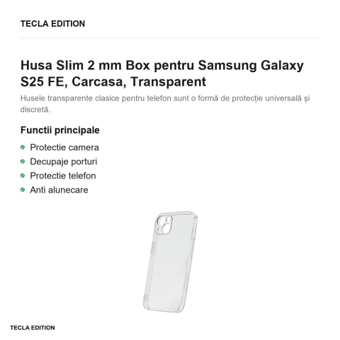 Husa Slim 2 mm Box pentru Samsung Galaxy S25 FE, Carcasa, Transparent [1]