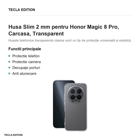Husa Slim 2 mm pentru Honor Magic 8 Pro, Carcasa, Transparent [1]