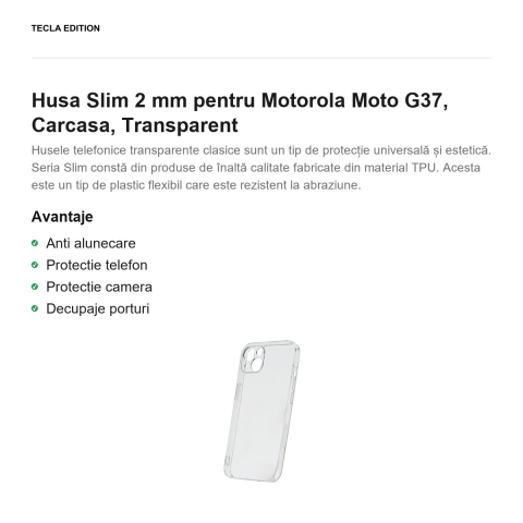 Husa Slim 2 mm pentru Motorola Moto G37, Carcasa, Transparent [1]