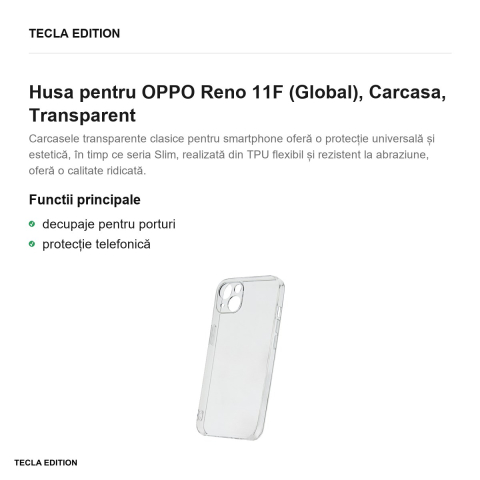 Husa Slim 2 mm pentru OPPO Reno 11F (Global), Carcasa, Transparent [1]
