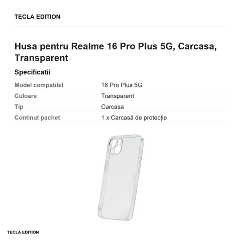 Husa Slim 2 mm pentru Realme 16 Pro Plus 5G, Carcasa, Transparent [2]