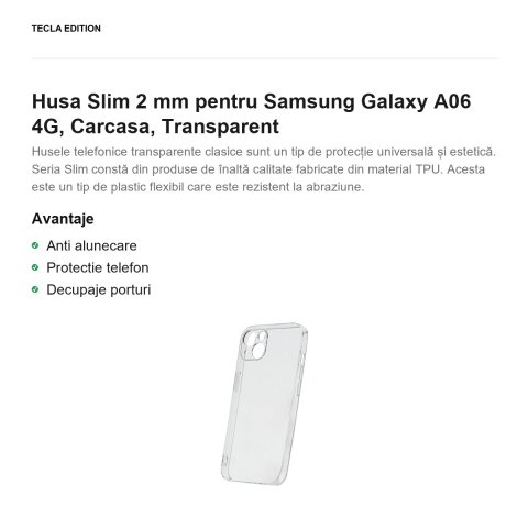 Husa Slim 2 mm pentru Samsung Galaxy A06 4G, Carcasa, Transparent [1]