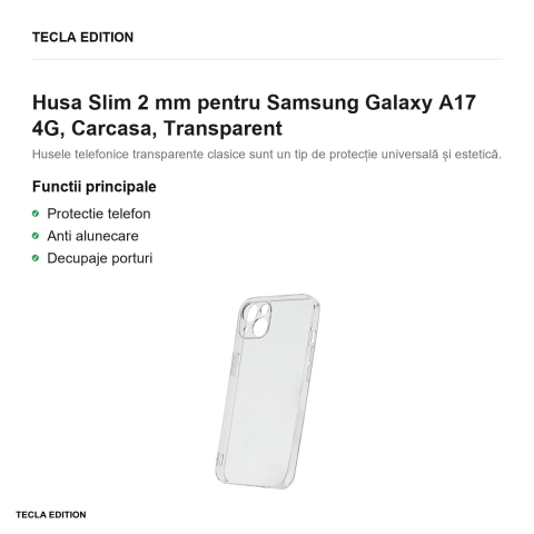 Husa Slim 2 mm pentru Samsung Galaxy A17 4G, Carcasa, Transparent [1]