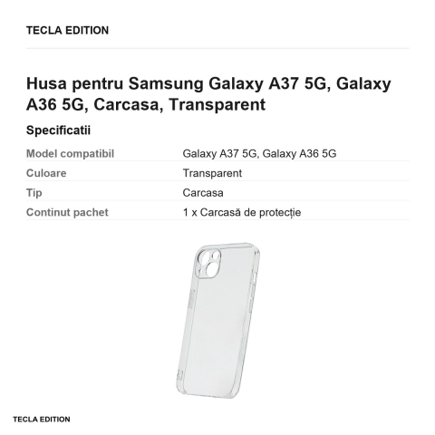 Husa Slim 2 mm pentru Samsung Galaxy A37 5G, Galaxy A36 5G, Carcasa, Transparent [2]