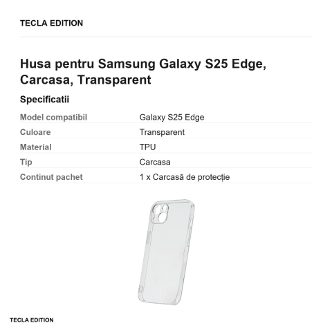 Husa Slim 2 mm pentru Samsung Galaxy S25 Edge, Carcasa, Transparent [2]