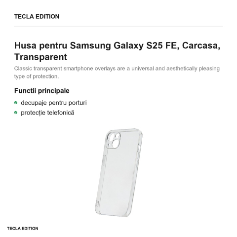 Husa Slim 2 mm pentru Samsung Galaxy S25 FE, Carcasa, Transparent [1]