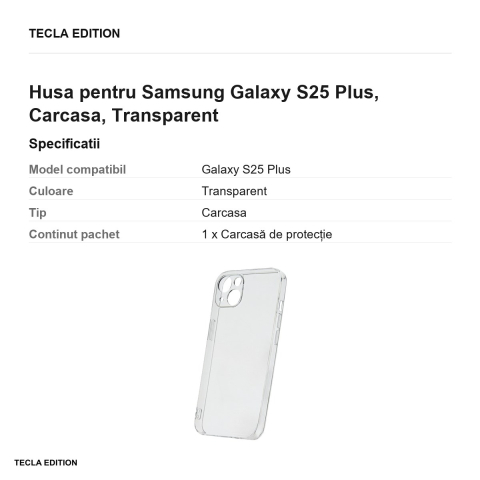 Husa Slim 2 mm pentru Samsung Galaxy S25 Plus, Carcasa, Transparent [2]
