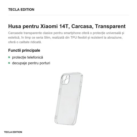 Husa Slim 2 mm pentru Xiaomi 14T, Carcasa, Transparent [1]