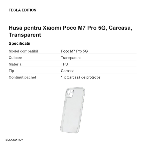 Husa Slim 2 mm pentru Xiaomi Poco M7 Pro 5G, Carcasa, Transparent [2]