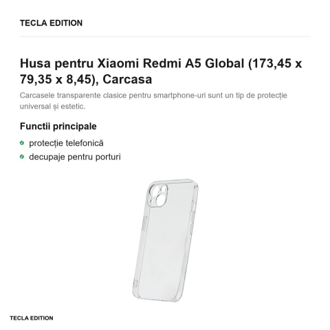 Husa Slim 2 mm pentru Xiaomi Redmi A5 Global, Carcasa, Transparent [1]